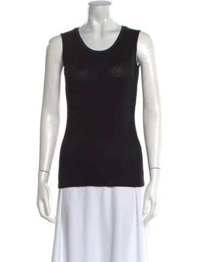 Pre-owned Fabiana Filippi Linen Scoop Neck Top In Blue