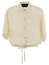 Fabiana Filippi Viscose Linen Short Sleeve Shirt With Bottom Drawsting