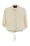 Fabiana Filippi Viscose Linen Short Sleeve Shirt With Bottom Drawsting