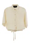 Fabiana Filippi Viscose Linen Short Sleeve Shirt With Bottom Drawsting