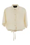 Fabiana Filippi Viscose Linen Short Sleeve Shirt With Bottom Drawsting In White