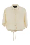 Fabiana Filippi Viscose Linen Short Sleeve Shirt With Bottom Drawsting In White