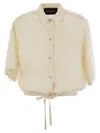 Fabiana Filippi Viscose Linen Short Sleeve Shirt With Bottom Drawsting In White