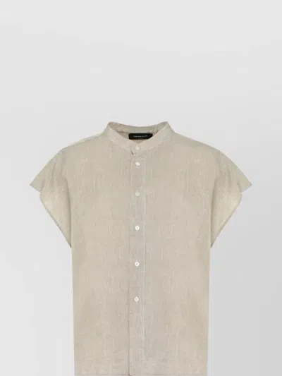 Fabiana Filippi Linen Shirt With Micro Metal Beads In Gray