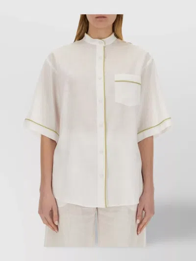 FABIANA FILIPPI LINEN SHIRT WITH SHORT SLEEVES AND CHEST POCKET