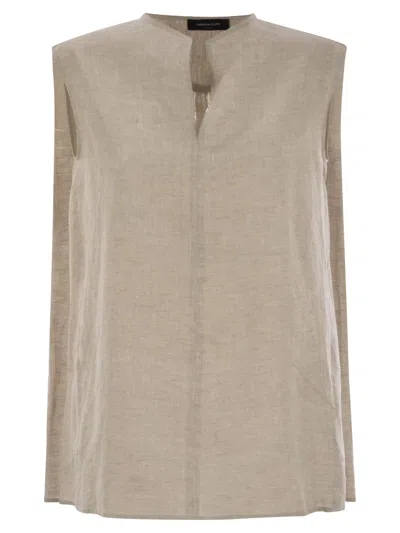Fabiana Filippi Linen Sleeveless Top In Neutral