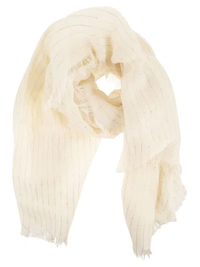 Fabiana Filippi Linen Stole With Sequins In Neutral