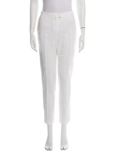 Pre-owned Fabiana Filippi Linen Straight Leg Pants In White