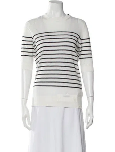 Pre-owned Fabiana Filippi Linen Striped Sweater W/ Tags In White