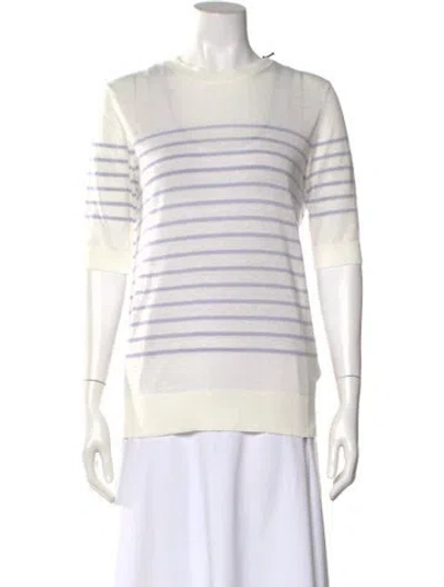 Pre-owned Fabiana Filippi Linen Striped Sweater W/ Tags In White
