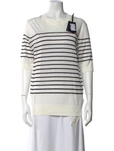 Pre-owned Fabiana Filippi Linen Striped Sweater W/ Tags In White