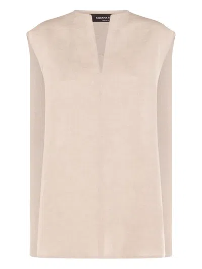 Fabiana Filippi Linen Top In Beige