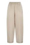 Fabiana Filippi Relaxed Fit Wide Leg Linen Trousers In Beige