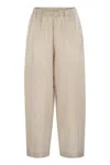 Fabiana Filippi Relaxed Fit Wide Leg Linen Trousers In Beige
