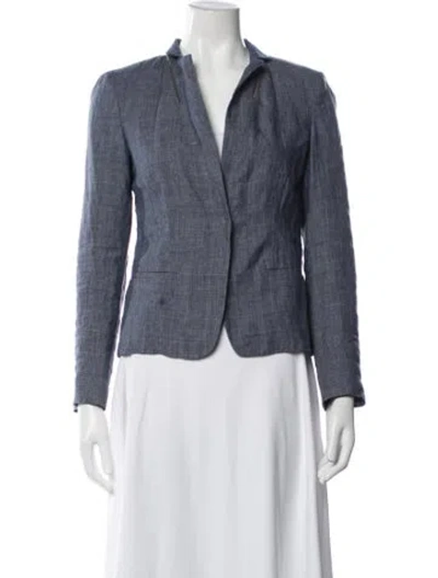 Pre-owned Fabiana Filippi Linen Tweed Pattern Blazer W/ Tags In Blue