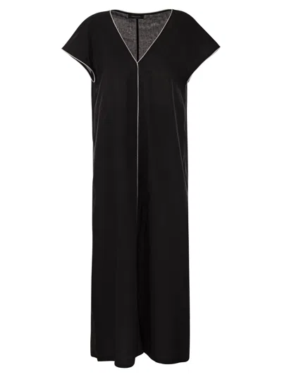 Fabiana Filippi Linen V-neck Dress In Black