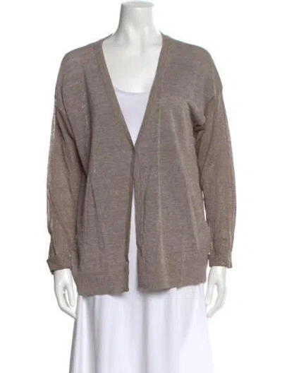 Pre-owned Fabiana Filippi Linen V-neck Sweater W/ Tags In Gray
