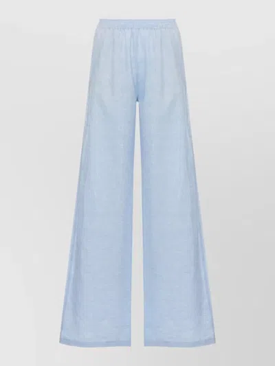 Fabiana Filippi Linen Wide Leg Pants Rear Light Detail In Blue