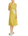Fabiana Filippi Sleeveless Belted Linen Midi Wrap Dress In Medium Grey