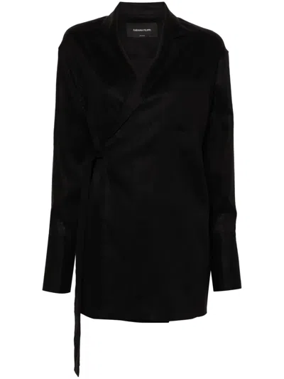 Fabiana Filippi Open-front Satin Blazer In Black