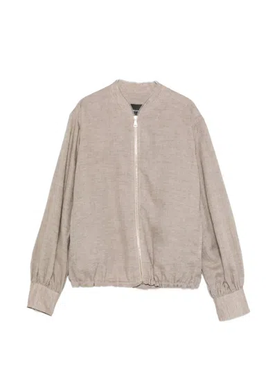 Fabiana Filippi Linen Zip Bomber Jacket In Nude