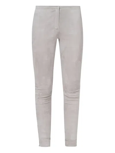Fabiana Filippi Linen/flax Skinny Trousers In Gray