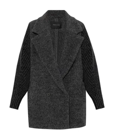 Fabiana Filippi Logo Long-sleeved Coat In Black