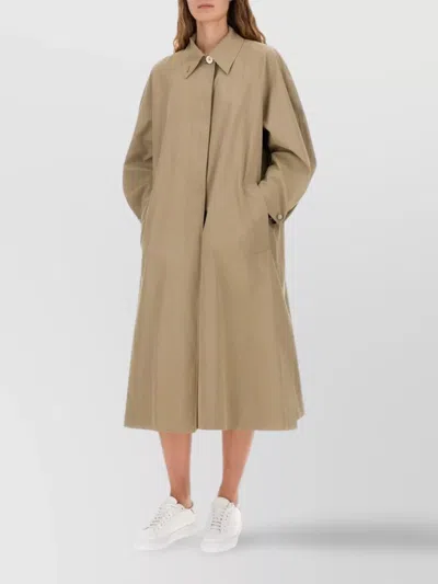 Fabiana Filippi Long Coat Featuring Side Pockets In Brown