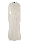 Fabiana Filippi Waist-cinched Cotton Poplin Dress With Diamond Thread In White