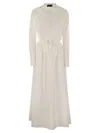 Fabiana Filippi Waist-cinched Cotton Poplin Dress With Diamond Thread In White