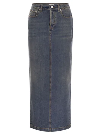 FABIANA FILIPPI FABIANA FILIPPI LONG DENIM SKIRT WITH BACK SLIT