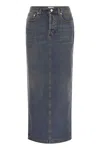 Fabiana Filippi Long Denim Skirt With Back Slit In Blue