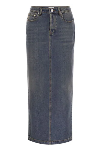 FABIANA FILIPPI FABIANA FILIPPI LONG DENIM SKIRT WITH BACK SLIT