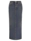 Fabiana Filippi Long Denim Skirt With Back Slit In Blue