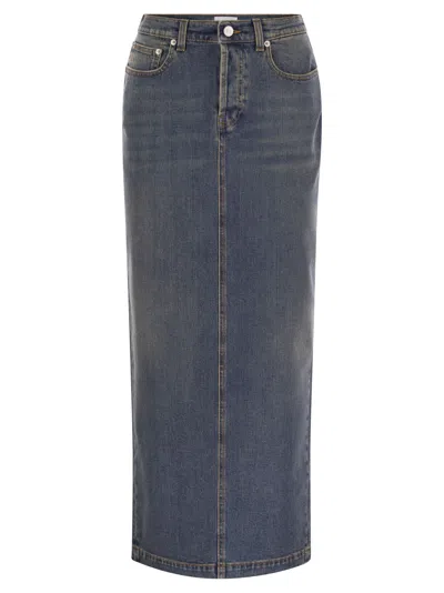 FABIANA FILIPPI LONG DENIM SKIRT WITH BACK SLIT