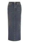 Fabiana Filippi Long Denim Skirt With Back Slit In Blue