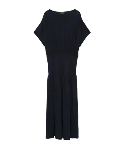 FABIANA FILIPPI FABIANA FILIPPI ELASTICATED BAND CREWNECK MIDI DRESS