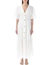 Fabiana Filippi Long Dress Short-sleeved Stretched Dress In White