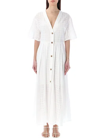 Fabiana Filippi Long Dress Short-sleeved Stretched Dress In White
