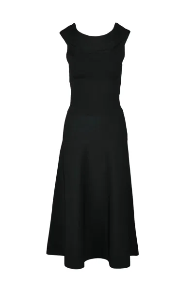 Fabiana Filippi Long Flared Dress - Black In Burgundy
