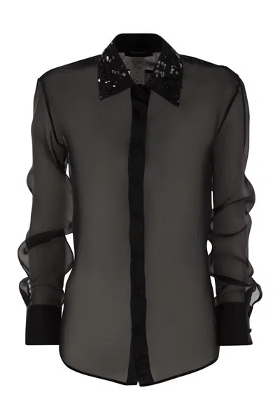 Fabiana Filippi Women's Silk Organza Shirt With Embroidery In Black
