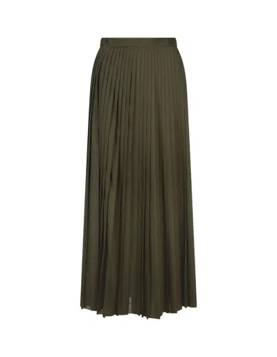 Fabiana Filippi Long Pleated Muslin Skirt In Green