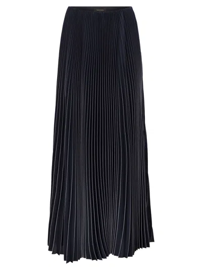 Fabiana Filippi Long Pleated Skirt In Technical Fabric With Grosgrain Details In Black
