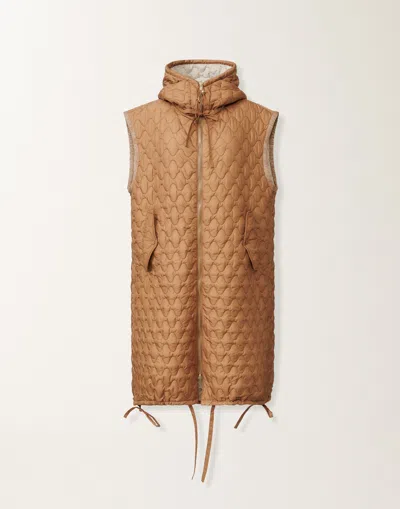 Fabiana Filippi Long Quilted Technical Gilet In Brown