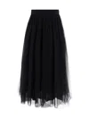 Fabiana Filippi Maxi Skirt With Tulle Overlay And Elastic Waistband In Nero