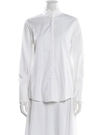 Pre-owned Fabiana Filippi Long Sleeve Button-up Top In White