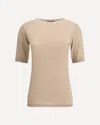 Fabiana Filippi Lightweight Short Sleeve Round Neck Top In Brown