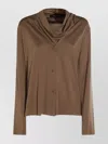 Fabiana Filippi Long Sleeve Cowl Neck Top Design In Brown