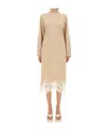 Fabiana Filippi Knit Dress With Lace Hemline In Neutral