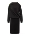 Fabiana Filippi Fitted Midi Dress With Draped Bodice And Gold Detail In Black
